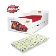 Pat Baieti 2-12 ani Start Fulger McQueen, include sertar si Saltea cu lana SafeNest 160x80- PC-P-MK- SRT-FLG-80