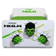 Pachet Promo Pat Baieti 2-8 ani Hulk cu saltea SmartNest cu lana si husa impermeabila incluse PC-PCH-PRO-STR-HLK-70