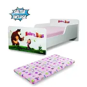 Pat Start Masha pentru copii 2-12 ani, cu saltea cu lana 160x80 inclusa - PC-P-MOK-MSH-80