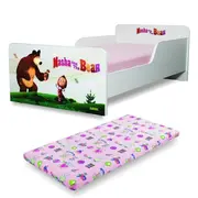 Pat Start Masha pentru copii 2-12 ani, cu saltea cu lana 160x80 inclusa - PC-P-MOK-MSH-80