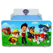 Pat copii 2-12 ani Start Paw Patrol, cu saltea 160x80 cu lana- PC-P-MOK-PAW-80
