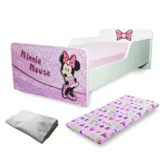 Pachet Promo Pat Fete 2-12 ani Start Minnie cu saltea 12 cm SmartNest cu lana si husa impermeabila- PC-PCH-PRO-STR-MIN-80