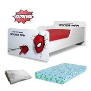 Pachet Promo Pat Baieti 2-8 ani Start Spiderman, saltea 140x70x12 cm SmartNest cu lana si husa impermeabila incluse- PC-PCH-PRO-STR-SPM-70