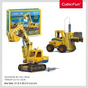 Cubic Fun - Joc Educativ STEM National Geographic puzzle 3D Excavator si Stivuitor ARTCUDS1131h