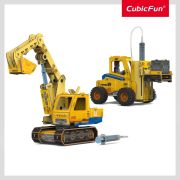 Cubic Fun - Joc Educativ STEM National Geographic puzzle 3D Excavator si Stivuitor ARTCUDS1131h