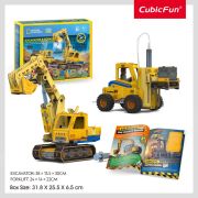 Cubic Fun - Joc Educativ STEM National Geographic puzzle 3D Excavator si Stivuitor ARTCUDS1131h
