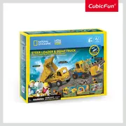 Cubic Fun - Joc Educativ STEM National Geographic puzzle 3D Mini incarcator si Basculanta ARTCUDS1132h