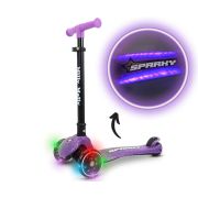 Trotineta pliabila Milly Mally Sparky Violet, roti din silicon cu Led, platforma iluminata, greutate admisa 50 kg EKDmm0344