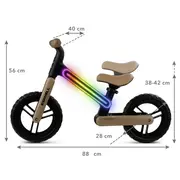Bicicleta De Echilibru Fara Pedale Pentru Copii, Sa Reglabila, Cu Lumini Led, Roti Eva, 2 Ani+, Suno Black Beige, Kidwell Pjbrobisun03a0