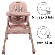 Scaun De Masa 2in1 Pentru Bebelusi Si Copii, Pliabil, Karimi, Inaltime Ajustabila, Varsta 0-15 Kg, Centura De Siguranta In 5 Puncte, Depozitare Pjbkrwykar01a0