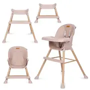 Scaun De Masa 4in1 Pentru Bebelusi Si Copii, Eatan Wood, Inaltime Ajustabila, Varsta 0-15 Kg, Centura De Siguranta In 5 Puncte, Depozitare, Roz Pjbkrwyeat01a0