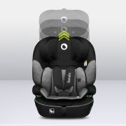 Scaun auto, Lionelo, Levi i-Size, Universal, Instalare FWF, Cu tetiera reglabila in 10 pozitii, Cu spatar detasabil, 76-150 cm, Conform cu R129, Gri BYNLO-LEVI_I-SIZE_BLACK_GREY