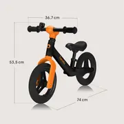 Bicicleta fara pedale, Lionelo, Toni, Cu ghidon si sa reglabile, Ultra usoara, 2.8 Kg, 18 luni+, Sustine 30 kg, Conform cu standardul EN71-1/2/3, Certificata TUV SUD, Portocaliu BYNLO-TONI_BLACK_ORANGE