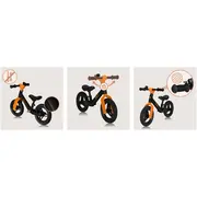 Bicicleta fara pedale, Lionelo, Toni, Cu ghidon si sa reglabile, Ultra usoara, 2.8 Kg, 18 luni+, Sustine 30 kg, Conform cu standardul EN71-1/2/3, Certificata TUV SUD, Portocaliu BYNLO-TONI_BLACK_ORANGE
