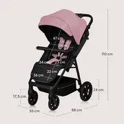 Carucior sport, Lionelo, Mira, Maner reglabil in 5 pozitii, Spatar si suport de picioare reglabile, Plasa de tantari si suport biberon incluse, Pana la 22 kg, 6 luni+, Conform cu EN1888-1, EN1888-2, Testare SGS, Roz BYNLO-MIRA_PINK_ROSE