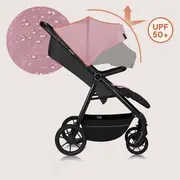 Carucior sport, Lionelo, Mira, Maner reglabil in 5 pozitii, Spatar si suport de picioare reglabile, Plasa de tantari si suport biberon incluse, Pana la 22 kg, 6 luni+, Conform cu EN1888-1, EN1888-2, Testare SGS, Roz BYNLO-MIRA_PINK_ROSE