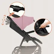 Carucior sport, Lionelo, Mira, Maner reglabil in 5 pozitii, Spatar si suport de picioare reglabile, Plasa de tantari si suport biberon incluse, Pana la 22 kg, 6 luni+, Conform cu EN1888-1, EN1888-2, Testare SGS, Roz BYNLO-MIRA_PINK_ROSE