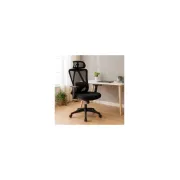 Scaun birou ergonomic OFF987, mesh, mecanism a-sincron, cotiere reglabile, 110 kg, negru DRM10648