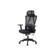 Scaun birou ergonomic OFF987, mesh, mecanism a-sincron, cotiere reglabile, 110 kg, negru DRM10648