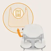 Scaun de masa, Lionelo, Dalia, 2 in 1, Transformabil, Cu 2 suporturi pentru picioare, Cu tavita detasabila, Sustine 60 kg, 6 luni+, Conform cu EN14988, Gri Stone BYNLO-DALIA_GREY_STONE