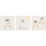 Scaun de masa, Lionelo, Dalia, 2 in 1, Transformabil, Cu 2 suporturi pentru picioare, Cu tavita detasabila, Sustine 60 kg, 6 luni+, Conform cu EN14988, Gri Stone BYNLO-DALIA_GREY_STONE