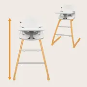 Scaun de masa, Lionelo, Dalia, 2 in 1, Transformabil, Cu 2 suporturi pentru picioare, Cu tavita detasabila, Sustine 60 kg, 6 luni+, Conform cu EN14988, Gri Stone BYNLO-DALIA_GREY_STONE