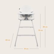 Scaun de masa, Lionelo, Dalia, 2 in 1, Transformabil, Cu 2 suporturi pentru picioare, Cu tavita detasabila, Sustine 60 kg, 6 luni+, Conform cu EN14988, Gri Stone BYNLO-DALIA_GREY_STONE