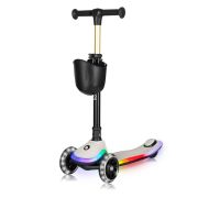 Trotineta pentru copii, Lionelo, Mey, Ultrapliabila, Cu lumini si cosulet, Maner ajustabil pe inaltime, 3 ani+, Pana la 50 Kg, Ultra usor, 2.8 kg, Conform cu standardul EN71-1/2/3, Certificata Intertek, Bej BYNLO-MEY_BEIGE_SAND