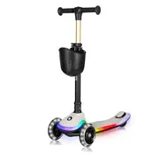 Trotineta pentru copii, Lionelo, Mey, Ultrapliabila, Cu lumini si cosulet, Maner ajustabil pe inaltime, 3 ani+, Pana la 50 Kg, Ultra usor, 2.8 kg, Conform cu standardul EN71-1/2/3, Certificata Intertek, Bej BYNLO-MEY_BEIGE_SAND