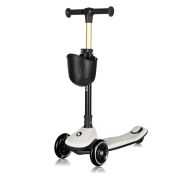 Trotineta pentru copii, Lionelo, Mey, Ultrapliabila, Cu lumini si cosulet, Maner ajustabil pe inaltime, 3 ani+, Pana la 50 Kg, Ultra usor, 2.8 kg, Conform cu standardul EN71-1/2/3, Certificata Intertek, Bej BYNLO-MEY_BEIGE_SAND