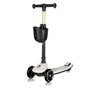 Trotineta pentru copii, Lionelo, Mey, Ultrapliabila, Cu lumini si cosulet, Maner ajustabil pe inaltime, 3 ani+, Pana la 50 Kg, Ultra usor, 2.8 kg, Conform cu standardul EN71-1/2/3, Certificata Intertek, Bej BYNLO-MEY_BEIGE_SAND