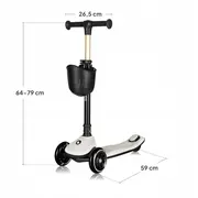 Trotineta pentru copii, Lionelo, Mey, Ultrapliabila, Cu lumini si cosulet, Maner ajustabil pe inaltime, 3 ani+, Pana la 50 Kg, Ultra usor, 2.8 kg, Conform cu standardul EN71-1/2/3, Certificata Intertek, Bej BYNLO-MEY_BEIGE_SAND