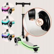 Trotineta pentru copii, Lionelo, Mey, Ultrapliabila, Cu lumini si cosulet, Maner ajustabil pe inaltime, 3 ani+, Pana la 50 Kg, Ultra usor, 2.8 kg, Conform cu standardul EN71-1/2/3, Certificata Intertek, Bej BYNLO-MEY_BEIGE_SAND