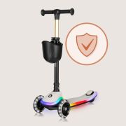 Trotineta pentru copii, Lionelo, Mey, Ultrapliabila, Cu lumini si cosulet, Maner ajustabil pe inaltime, 3 ani+, Pana la 50 Kg, Ultra usor, 2.8 kg, Conform cu standardul EN71-1/2/3, Certificata Intertek, Bej BYNLO-MEY_BEIGE_SAND
