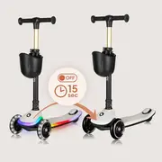 Trotineta pentru copii, Lionelo, Mey, Ultrapliabila, Cu lumini si cosulet, Maner ajustabil pe inaltime, 3 ani+, Pana la 50 Kg, Ultra usor, 2.8 kg, Conform cu standardul EN71-1/2/3, Certificata Intertek, Bej BYNLO-MEY_BEIGE_SAND
