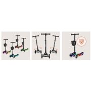 Trotineta pentru copii, Lionelo, Mey, Ultrapliabila, Cu lumini si cosulet, Maner ajustabil pe inaltime, 3 ani+, Pana la 50 Kg, Ultra usor, 2.8 kg, Conform cu standardul EN71-1/2/3, Certificata Intertek, Negru BYNLO-MEY_BLACK_ONYX