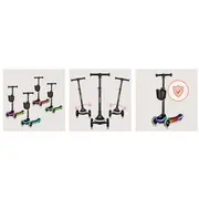 Trotineta pentru copii, Lionelo, Mey, Ultrapliabila, Cu lumini si cosulet, Maner ajustabil pe inaltime, 3 ani+, Pana la 50 Kg, Ultra usor, 2.8 kg, Conform cu standardul EN71-1/2/3, Certificata Intertek, Negru BYNLO-MEY_BLACK_ONYX