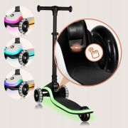 Trotineta pentru copii, Lionelo, Mey, Ultrapliabila, Cu lumini si cosulet, Maner ajustabil pe inaltime, 3 ani+, Pana la 50 Kg, Ultra usor, 2.8 kg, Conform cu standardul EN71-1/2/3, Certificata Intertek, Negru BYNLO-MEY_BLACK_ONYX