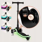Trotineta pentru copii, Lionelo, Mey, Ultrapliabila, Cu lumini si cosulet, Maner ajustabil pe inaltime, 3 ani+, Pana la 50 Kg, Ultra usor, 2.8 kg, Conform cu standardul EN71-1/2/3, Certificata Intertek, Negru BYNLO-MEY_BLACK_ONYX