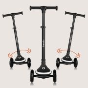 Trotineta pentru copii, Lionelo, Mey, Ultrapliabila, Cu lumini si cosulet, Maner ajustabil pe inaltime, 3 ani+, Pana la 50 Kg, Ultra usor, 2.8 kg, Conform cu standardul EN71-1/2/3, Certificata Intertek, Negru BYNLO-MEY_BLACK_ONYX