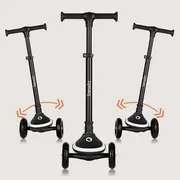 Trotineta pentru copii, Lionelo, Mey, Ultrapliabila, Cu lumini si cosulet, Maner ajustabil pe inaltime, 3 ani+, Pana la 50 Kg, Ultra usor, 2.8 kg, Conform cu standardul EN71-1/2/3, Certificata Intertek, Negru BYNLO-MEY_BLACK_ONYX