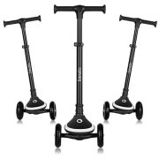 Trotineta pentru copii, Lionelo, Mey, Ultrapliabila, Cu lumini si cosulet, Maner ajustabil pe inaltime, 3 ani+, Pana la 50 Kg, Ultra usor, 2.8 kg, Conform cu standardul EN71-1/2/3, Certificata Intertek, Negru BYNLO-MEY_BLACK_ONYX