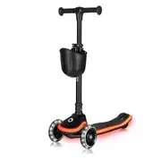 Trotineta pentru copii, Lionelo, Mey, Ultrapliabila, Cu lumini si cosulet, Maner ajustabil pe inaltime, 3 ani+, Pana la 50 Kg, Ultra usor, 2.8 kg, Conform cu standardul EN71-1/2/3, Certificata Intertek, Negru BYNLO-MEY_BLACK_ONYX