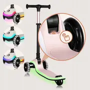 Trotineta pentru copii, Lionelo, Mey, Ultrapliabila, Cu lumini si cosulet, Maner ajustabil pe inaltime, 3 ani+, Pana la 50 Kg, Ultra usor, 2.8 kg, Conform cu standardul EN71-1/2/3, Certificata Intertek, Roz BYNLO-MEY_PINK_ROSE