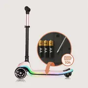 Trotineta pentru copii, Lionelo, Mey, Ultrapliabila, Cu lumini si cosulet, Maner ajustabil pe inaltime, 3 ani+, Pana la 50 Kg, Ultra usor, 2.8 kg, Conform cu standardul EN71-1/2/3, Certificata Intertek, Roz BYNLO-MEY_PINK_ROSE