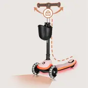 Trotineta pentru copii, Lionelo, Mey, Ultrapliabila, Cu lumini si cosulet, Maner ajustabil pe inaltime, 3 ani+, Pana la 50 Kg, Ultra usor, 2.8 kg, Conform cu standardul EN71-1/2/3, Certificata Intertek, Roz BYNLO-MEY_PINK_ROSE