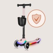 Trotineta pentru copii, Lionelo, Mey, Ultrapliabila, Cu lumini si cosulet, Maner ajustabil pe inaltime, 3 ani+, Pana la 50 Kg, Ultra usor, 2.8 kg, Conform cu standardul EN71-1/2/3, Certificata Intertek, Roz BYNLO-MEY_PINK_ROSE