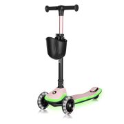 Trotineta pentru copii, Lionelo, Mey, Ultrapliabila, Cu lumini si cosulet, Maner ajustabil pe inaltime, 3 ani+, Pana la 50 Kg, Ultra usor, 2.8 kg, Conform cu standardul EN71-1/2/3, Certificata Intertek, Roz BYNLO-MEY_PINK_ROSE