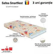 Saltea SmartNest pentru paturi transformabile 160x75x12cm - ASC1011