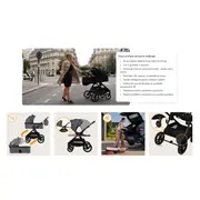 Carucior 2 in 1, Lionelo, Layla, Pana la 22 kg, Cadru aluminiu, Cu landou intarit si salteluta din spuma AirDots, Reversibil, Cu ventilatie 3D, Cu accesorii, EN1888-1, EN1888-2, EN1466, Gri BYNLO-LAYLA_2IN1_GREY_STONE